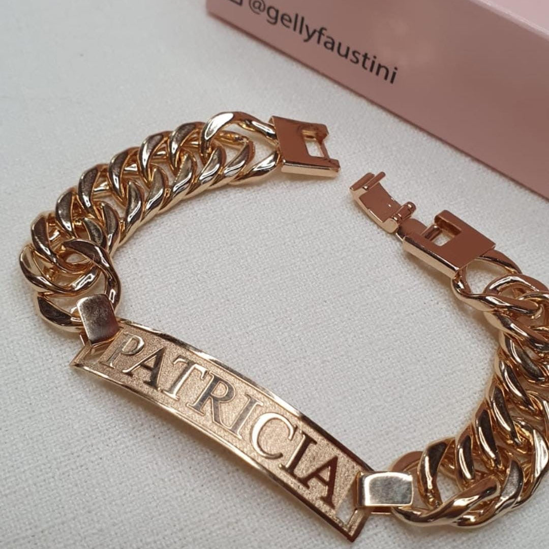 Pulseira Chapa Nome Luxo personalizado