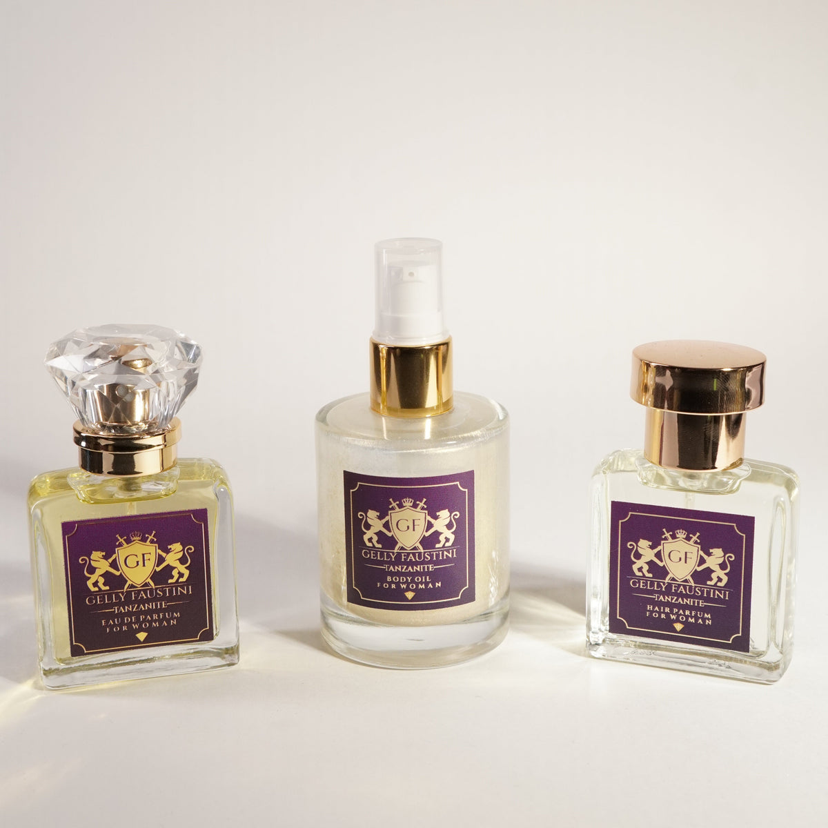 COMBO TANZANITE FEMININO PERFUME CORPORAL , CAPILAR E ÓLEO CORPORAL