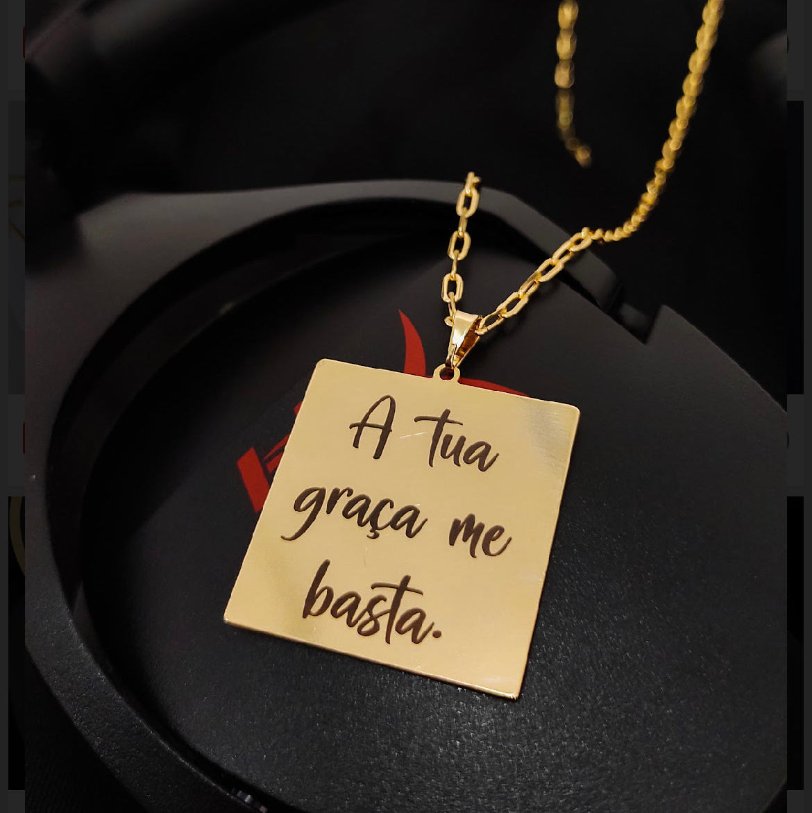 Cordão Masculino com Pingente Fotogravação quadrado personalizado