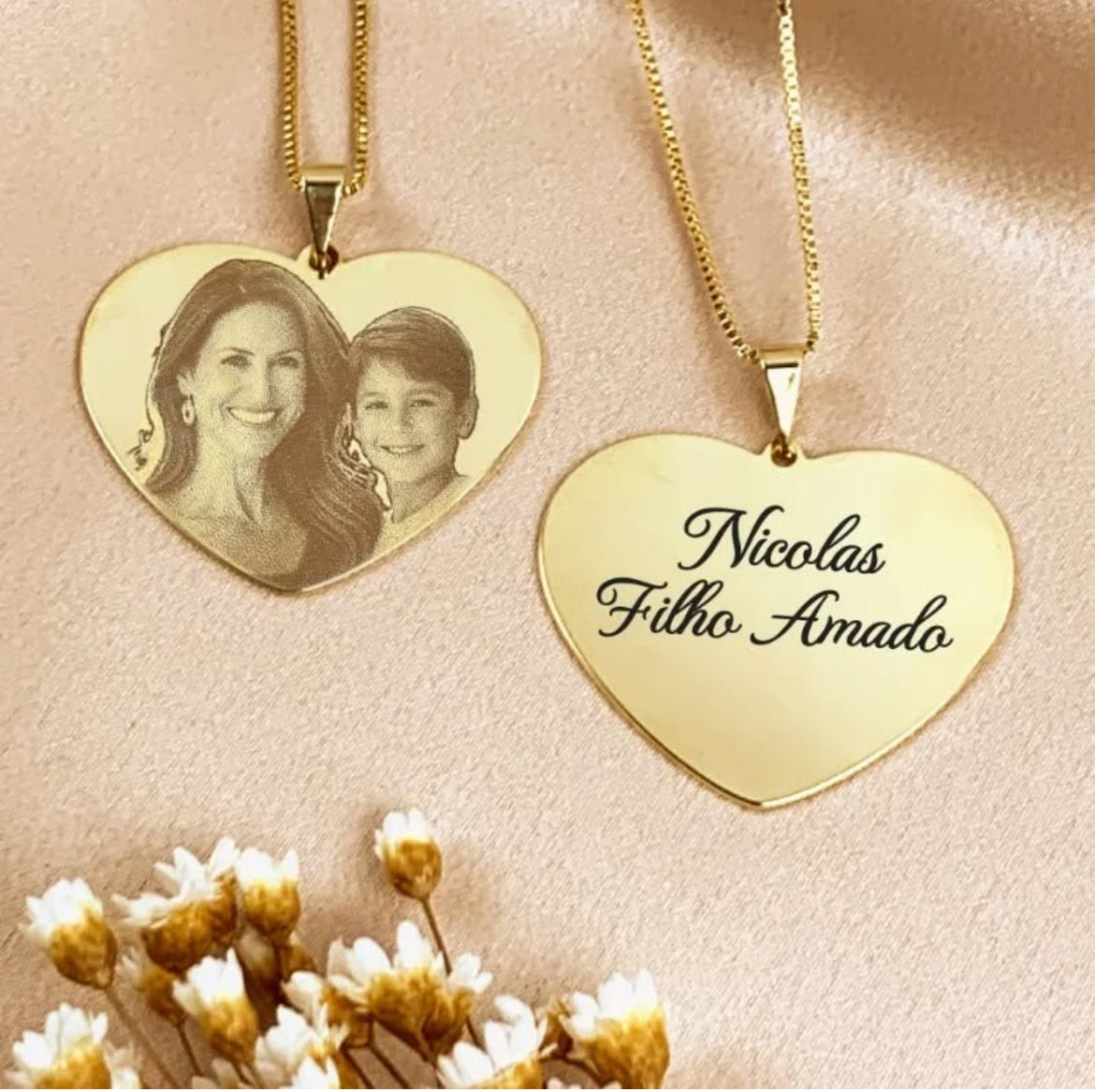 Colar Fotogravação Coração personalizado