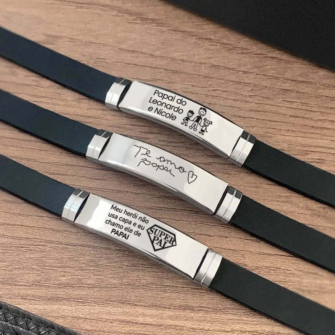 Pulseira Masculina placa Inox Personalizada em silicone