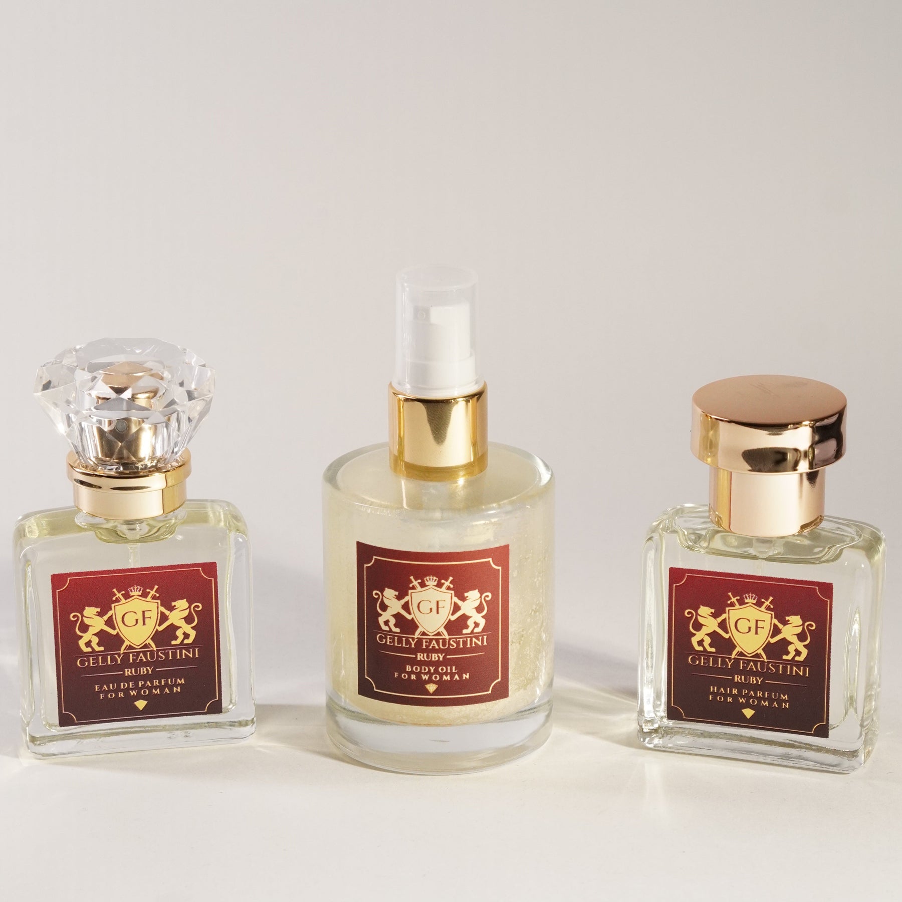 COMBO RUBY FEMININO PERFUME CORPORAL , CAPILAR E ÓLEO CORPORAL