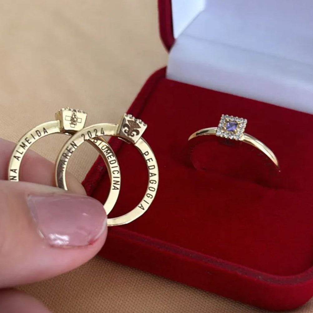 Anel Solitário Formatura personalizado