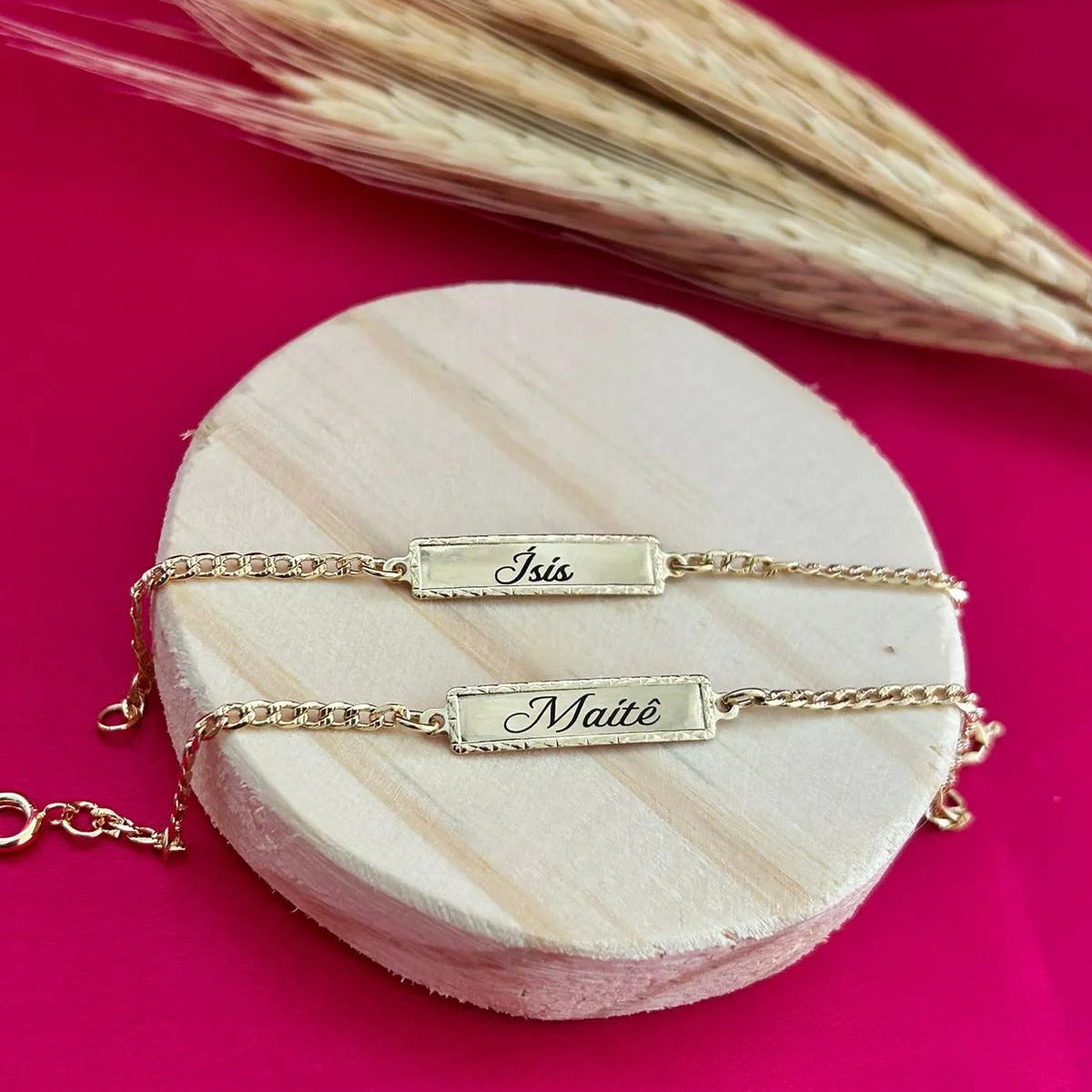 Pulseira Chapa Nome Infantil personalizada