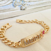 Pulseira Chapa Nome Zircônias Luxo personalizada