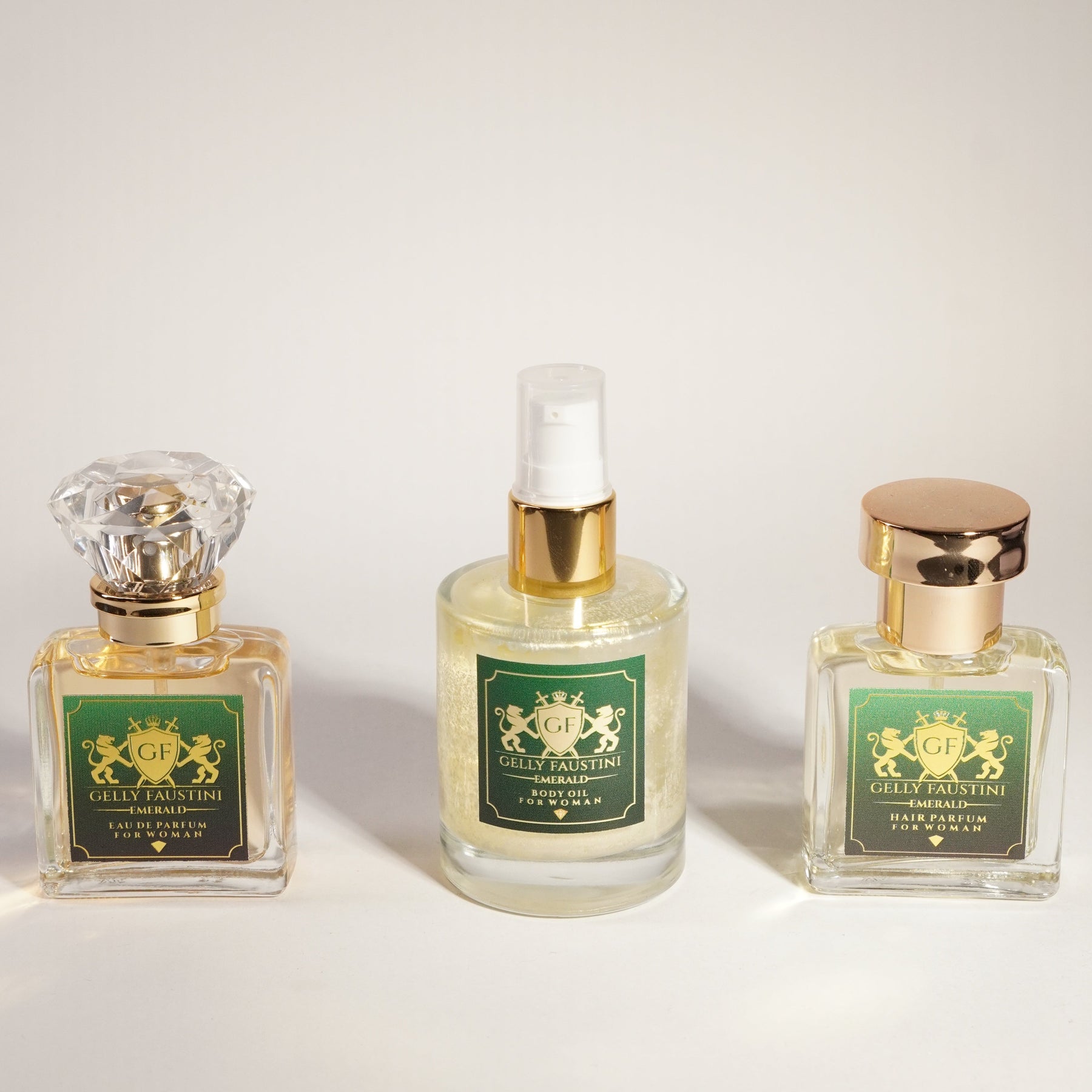 COMBO EMERALD FEMININO  PERFUME  CORPORAL , CAPILAR E ÓLEO CORPORAL