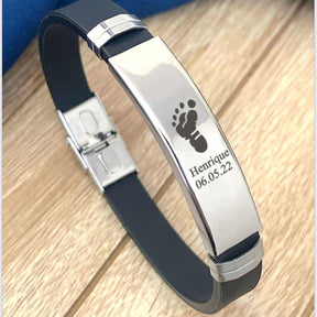 Pulseira Masculina placa Inox Personalizada em silicone