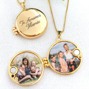 Colar Relicário Redondo personalizado com duas fotos