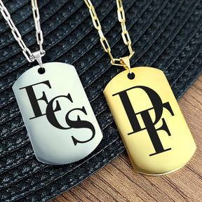 Cordão Masculino com Pingente Fotogravação  Retangular personalizado