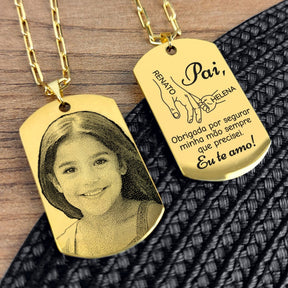 Cordão Masculino com Pingente Fotogravação  Retangular personalizado