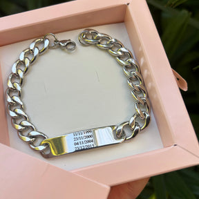 Pulseira Masculina placa personalizada em aço inox