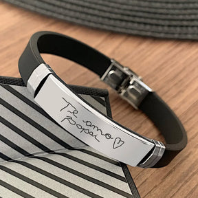 Pulseira Masculina placa Inox Personalizada em silicone