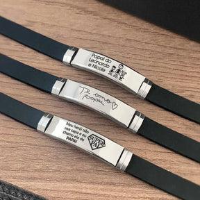 Pulseira Masculina placa Inox Personalizada em silicone