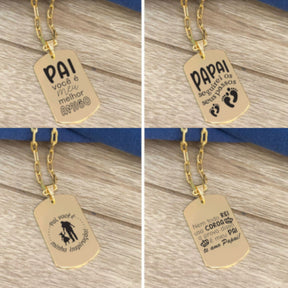 Cordão Masculino com Pingente Fotogravação  Retangular personalizado