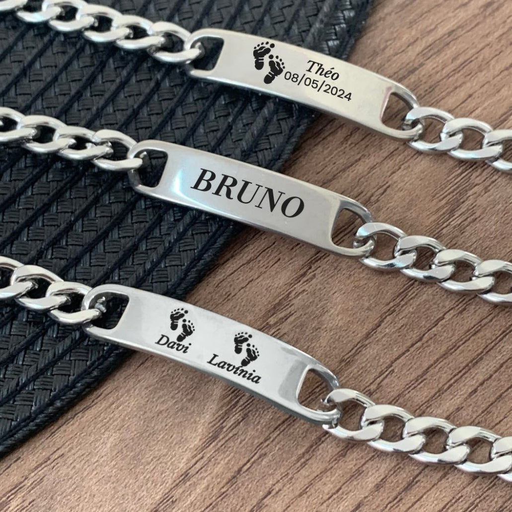 Pulseira Masculina placa personalizada em aço inox