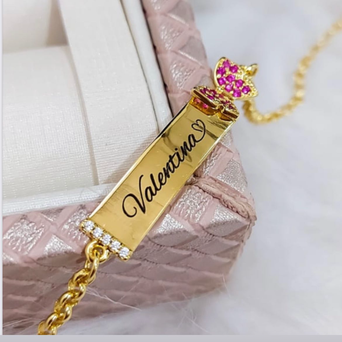 Pulseira Chapa Nome  Borboleta Infantil personalizada