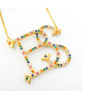 Colar  Monograma com duas letras em zircônias personalizado.