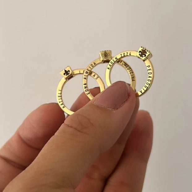 Anel Solitário Formatura  personalizado