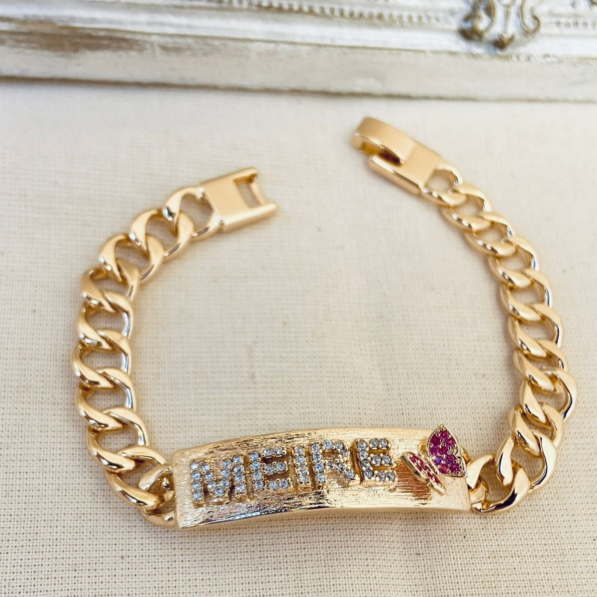 Pulseira Chapa Nome Zircônias Luxo personalizada