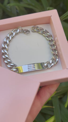 Pulseira Masculina placa personalizada em aço inox